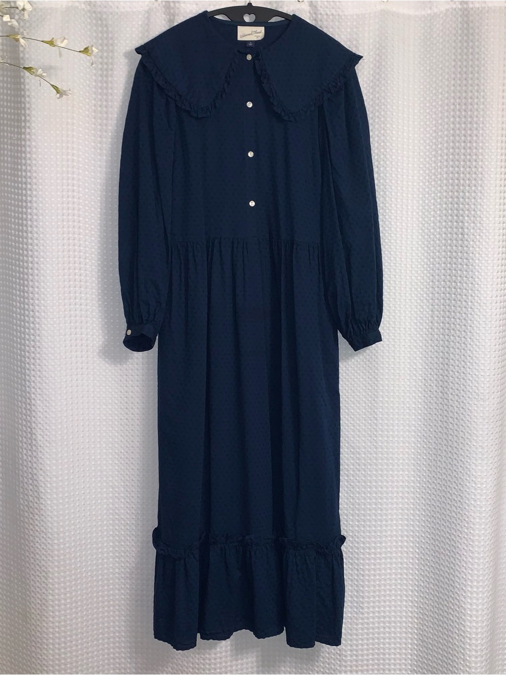 Universal Thread Collared Navy Cottagecore Ruffle Maxi Dress. S